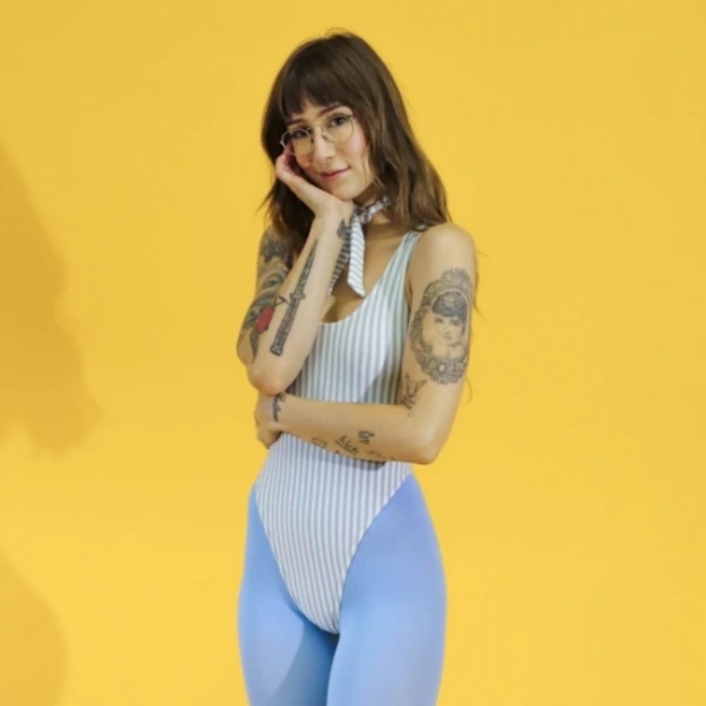 Fashion Brand Company Striped Bodysuit Neck Tie